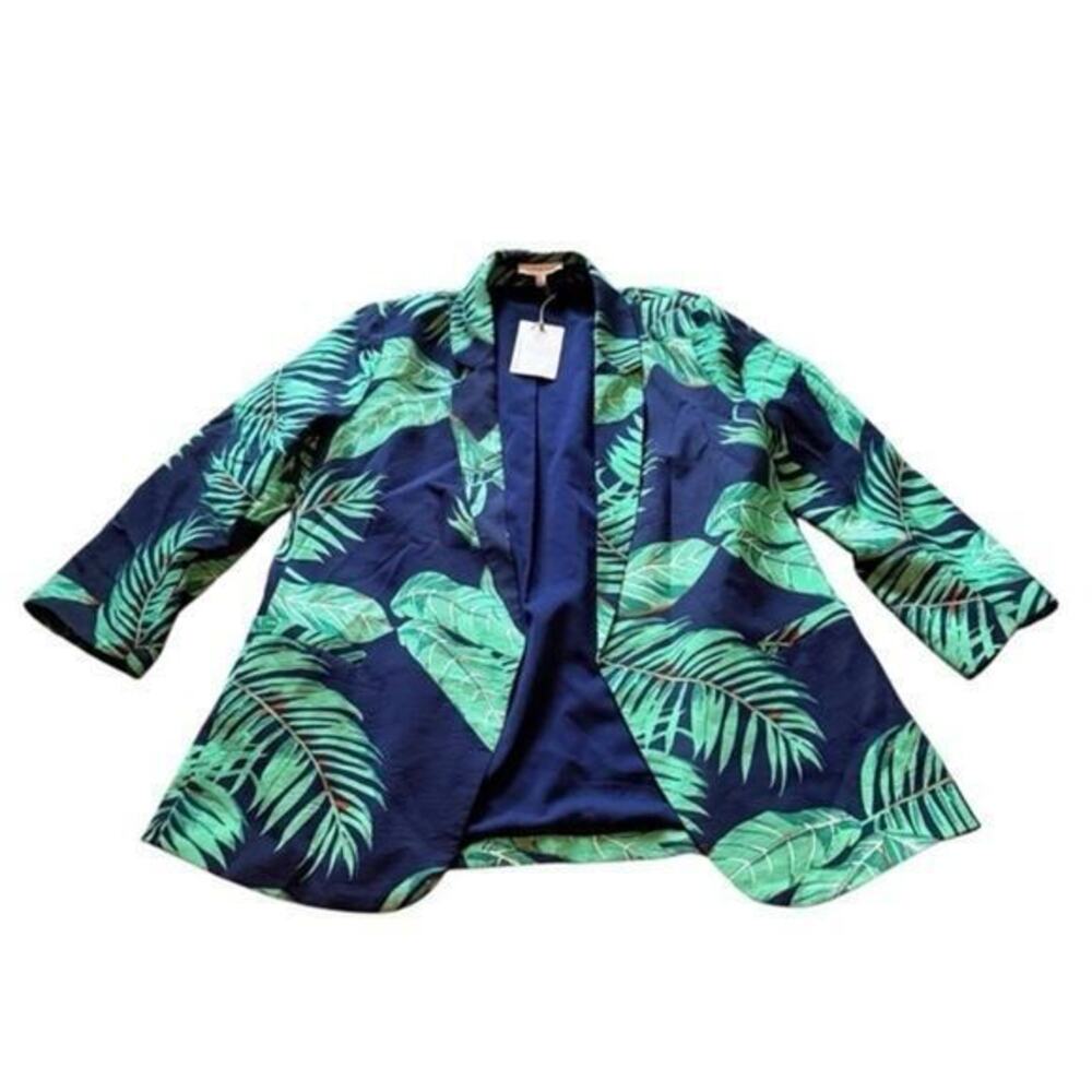 New Skies are Blue Tropical Leaf Print Blazer
